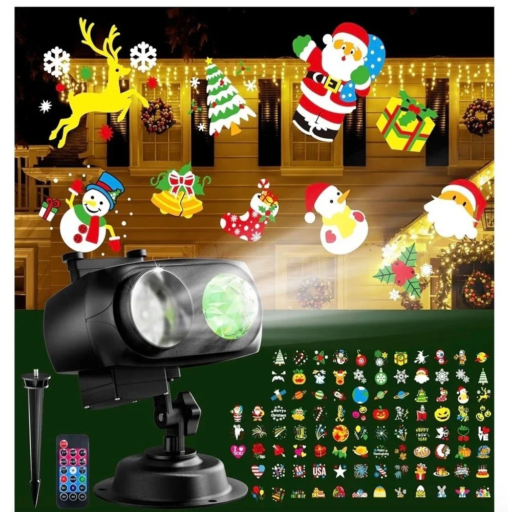 Holiday Projector Light Outdoor‎ 2 in 1 Christmas Halloween Black Waterproof